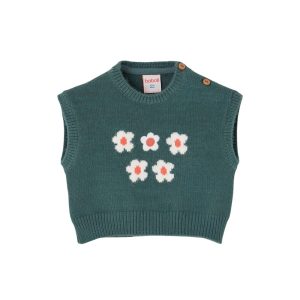 Colete de malha com flores para menina