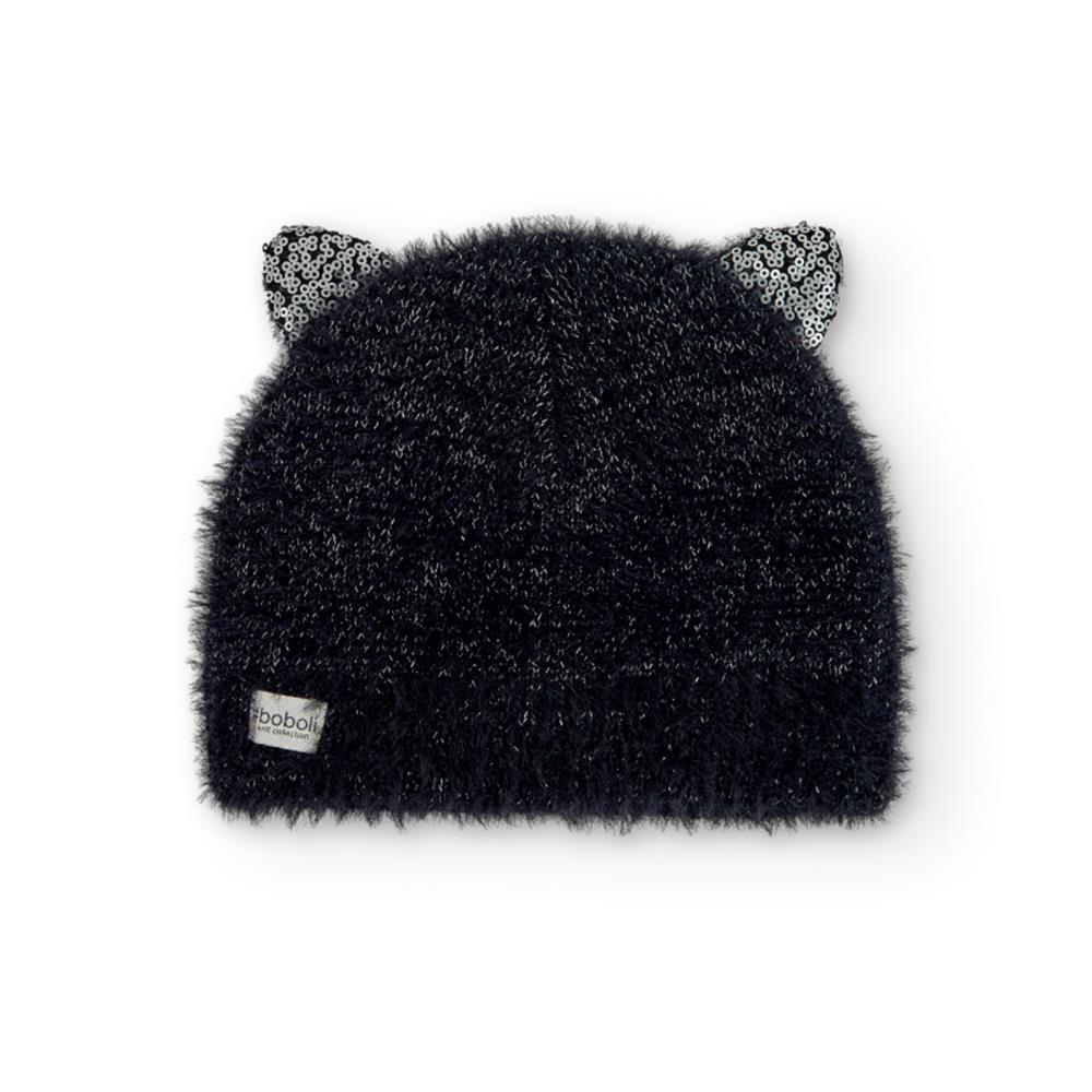 Gorro de malha forrado a polar gato