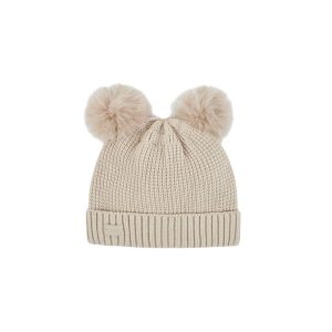Gorro de malha forrado com pelo para menina