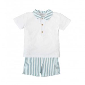 Conjunto de polo e calção listrado