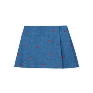 Saia de menina com corações bordados
