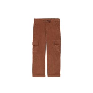 Calça em bombazine com bolsos laterais