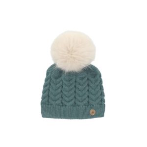 Gorro de malha torcida com pompom