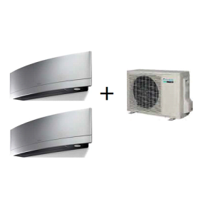 DAIKIN MULTI-SPLIT 2X1 GAMA FTXJ-AS/AB EMURA R32 C/ PLACAS WIFI (12000+18000 BTUS) EM CINZA / PRETO
