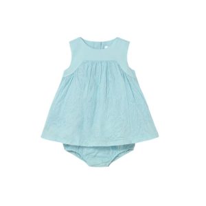 Vestido bordado com tapa fraldas para bebé